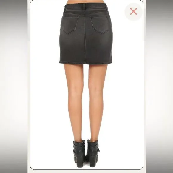 NWT L’AGENCE Portia black denim lace up front mini skirt 25 - Picture 4 of 8